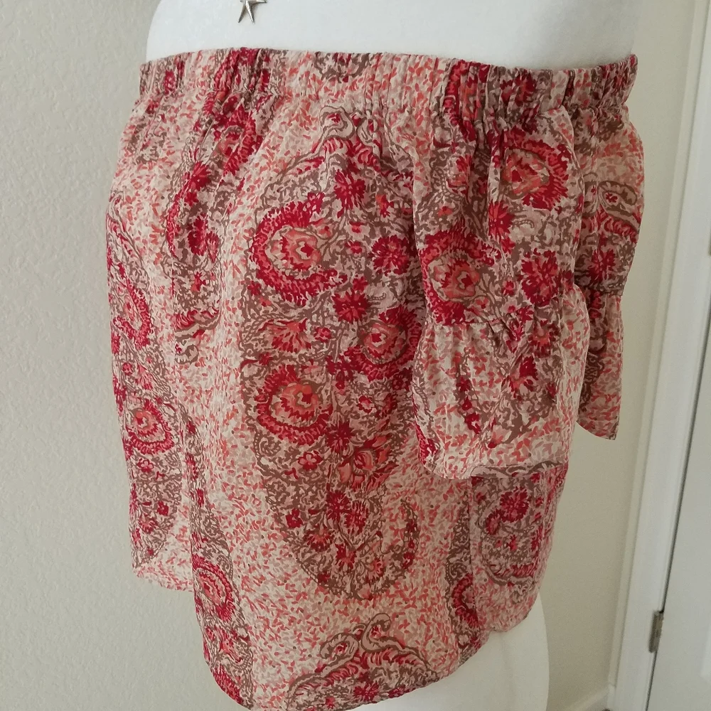 Madewell Paisley Print Off the Shoulder Silk Blouse Size M - Picture 4 of 7